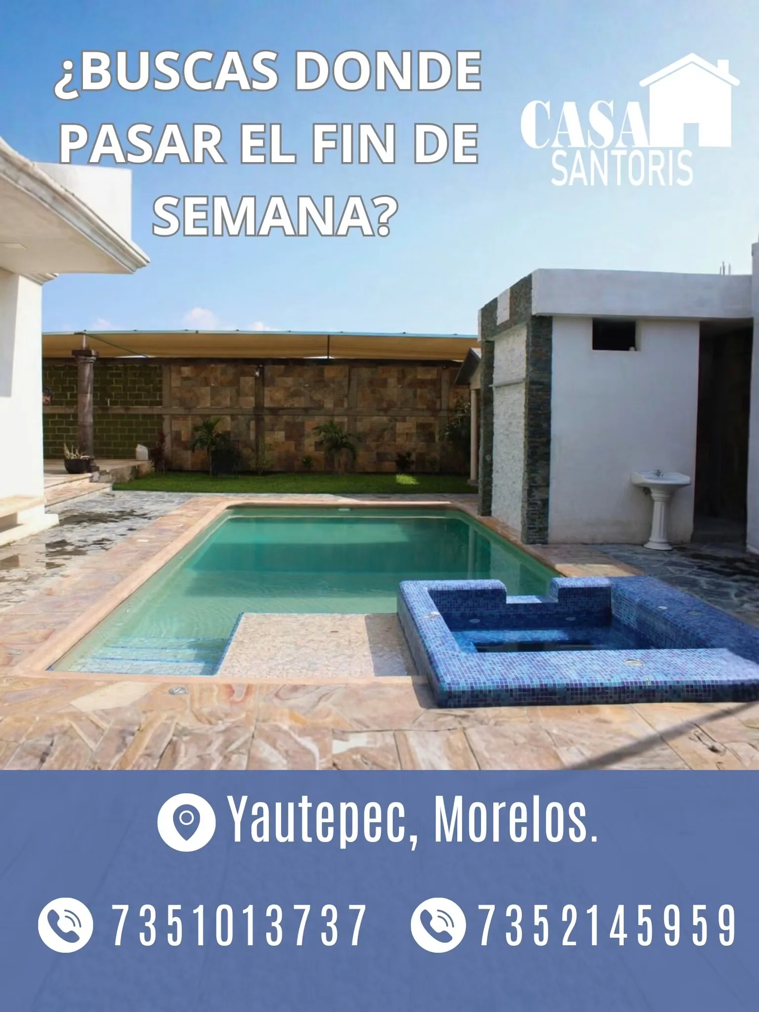Alberca y jacuzzi de Casa Santorys